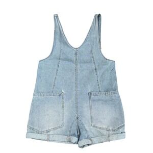 LOV MOR Denim Romper Women Size S Light Blue Excellent V-Neck Adjustable Straps